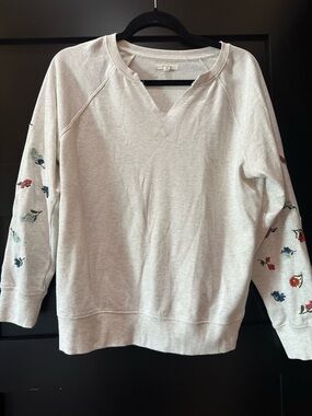 Maurices Cream Lightweight Sweatshirt with Embroidery